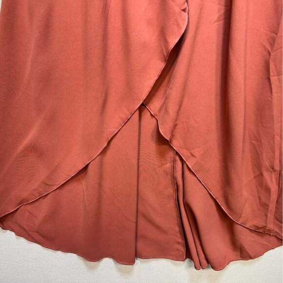 Womens Midi Sundress Large Rust Orange V-Neck Hi-Low Summer Chic Sleeveless - Picture 5 of 11